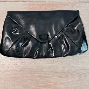 Mary Kay Large Oversized‎ Black Vinyl Clutch Bag Jewel Snap Closure Evening Glam